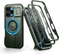 Dexnor for iPhone 16 Pro Case with Slide Camera Cover&Adjustable Kickstand & Built-in Screen Protector,Compatible with MagSafe Shockproof Bumper Cases Heavy-Duty Magnetic Protective Cover,Army Green