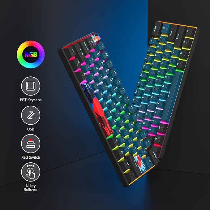 60% Mechanical Gaming Keyboard - RGB, Red Switch, Wired, Compact, 61 Keys for Windows, PS4/5, Xbox
