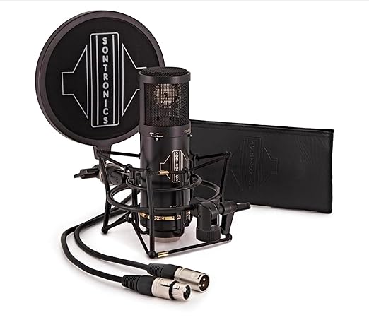 Sontronics STC-3X Professional 3-Pattern LDC XLR Studio Condenser Microphone. Broadcast, Podcast & Recording Vocals. Shock Mount, Pop Shield & Cable. Lifetime Mic Warranty - Designed in UK – Black