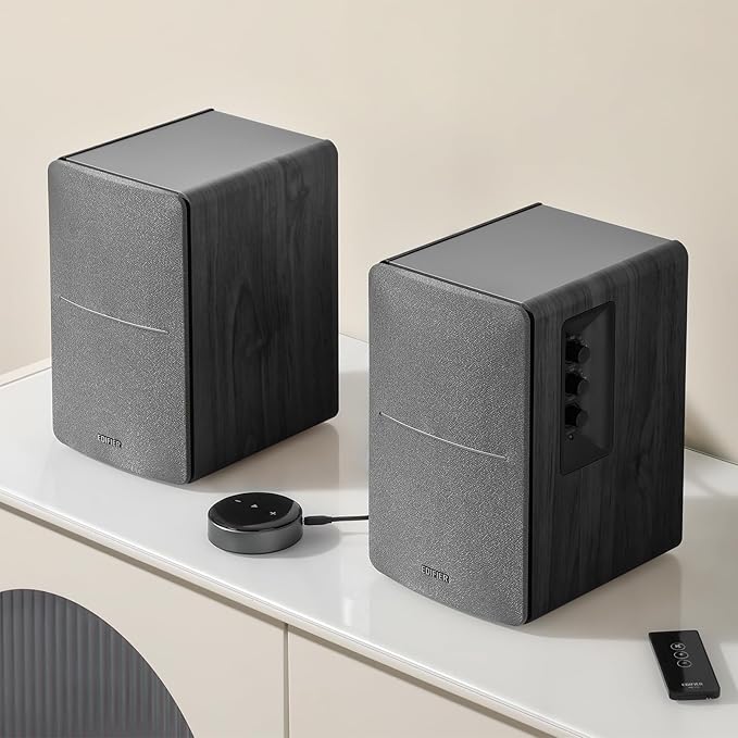 Edifier R1280T Powered Bookshelf Speakers - 2.0 Active Near Field Studio Monitor Speaker - Black - 42 Watts RMS
