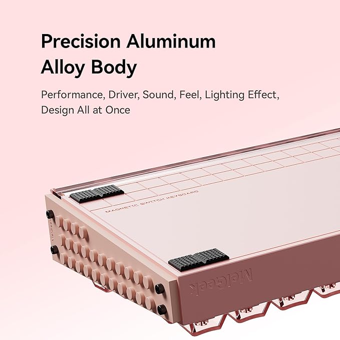 MelGeek MADE68 Ultra+ Wired Gaming Keyboard, Magnetic Keyboard with Hall Effect, 65% Compact Rapid Trigger, Hot-Swappable, RGB Snap Tap & Adjustable Actuation, HIVE Custom, Aluminum Case-Jelly Pink