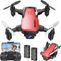 SIMREX Mini Drone with 720P Camera for Kids & Beginners - Foldable RC Quadcopter, Optical Flow Positioning, Altitude Hold, 3D Flip, 2 Batteries 20Min Flight, Safe & Easy Indoor Outdoor Flying Toy Gift, Red