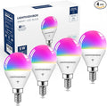 Lightinginside E12 Smart Light Bulbs 50W Equiv., G16.5 RGBCW Candelabra Chandelier Ceiling Fan Smart Bulb Works with Alexa/Google Home/SmartLife, 5W 550LM, 2.4G WiFi Bluetooth Bulb, ETL Listed, 4PCS