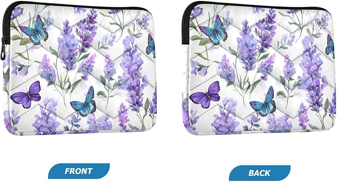 Lavender Laptop Case Sleeve, Butterfly Lavender Pattern Purple Shockproof Protective Computer Carrying Cover, Briefcase Handbags 15-16inch Laptop Sleeve Bag