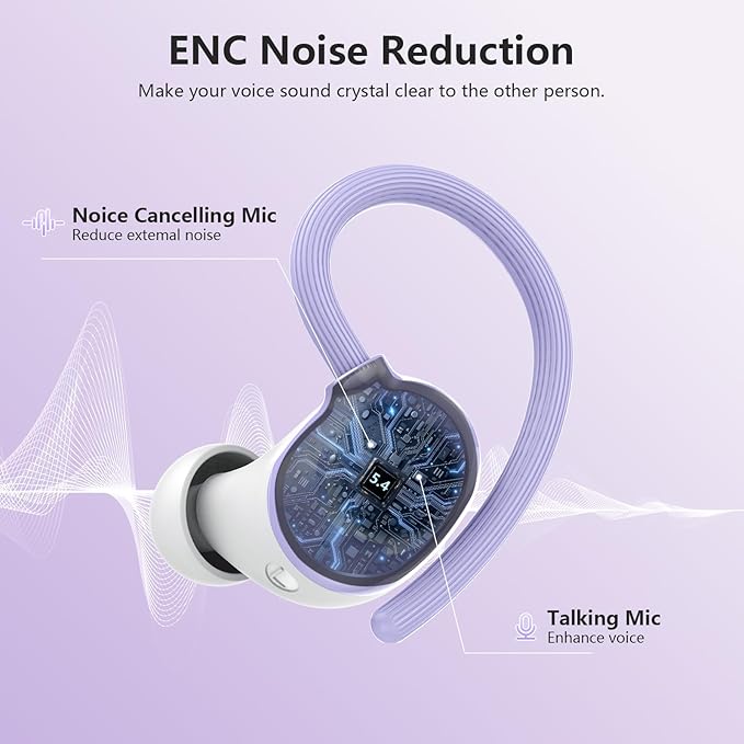 Wireless Earbuds, Bluetooth 5.4 Sport Headphones, 128H Playtime Over Ear Buds for Small Ear, Stereo Deep Bass, Sport Wireless Bluetooth Earphones, IPX7 Waterproof Running Headphones for iOS Android