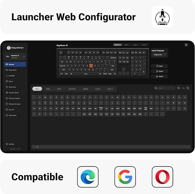 Keychron KJ5 Wireless Custom Mechanical Keyboard, 2.4 GHz Bluetooth QMK Full-Size Layout RGB, Hot-swappable Banana Switch Compatible with Mac Windows Linux, for Gaming Office - White