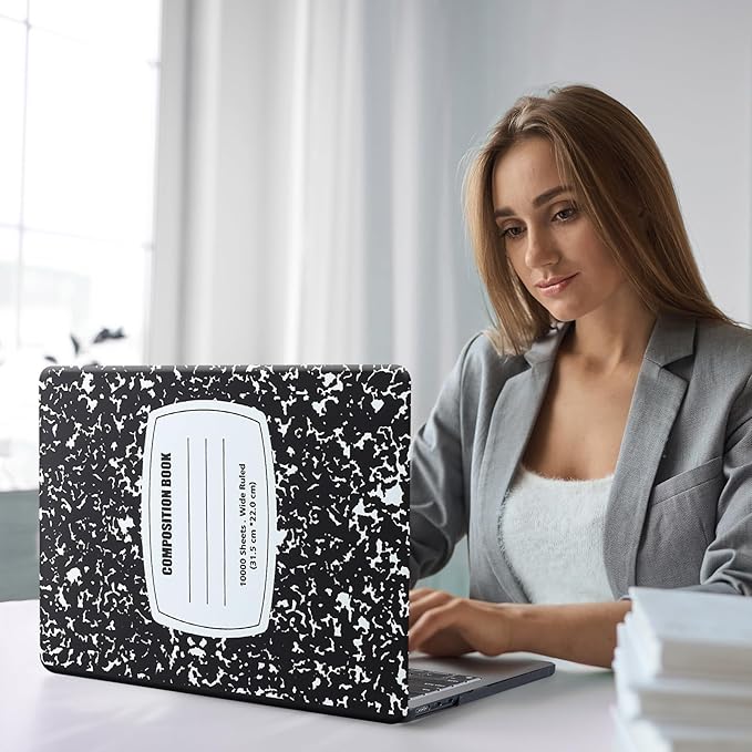Funut for MacBook Air 13 inch M5 2026 2025-2022 M4 M3 M2 A3449 A3240 A3113 A2681, Plastic Laptop Hard Shell Case & Keyboard Cover for M2 M3 M4 M5 MacBook Air 13 inch,Composition Book