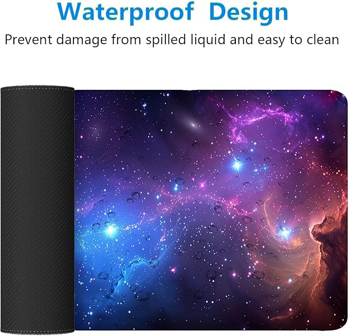 Galaxy Gaming Mouse Pad Starry Sky Planet Black Hole Extended Gaming Mouse Pad Mat with Stitched Edge Non-Slip Base Big Mouse Pad 31.5"x11.8" Office Computer Keyboard Laptop Home