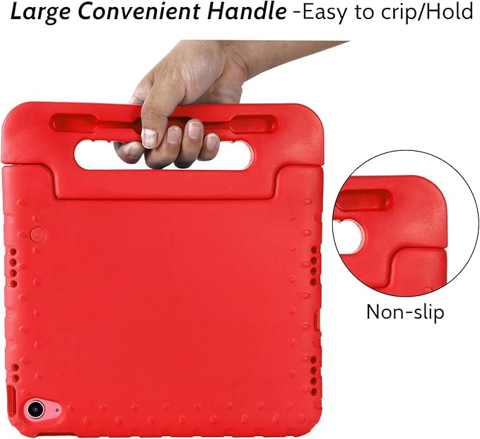 Dteck Kids Case for iPad 10th Generation 10.9" 2022,iPad 10th Gen Case with Pencil Holder, Shockproof Rugged Lightweight EVA Handle Stand Child Proof Kids Case for 10.9 inch iPad 10th Generation,Red