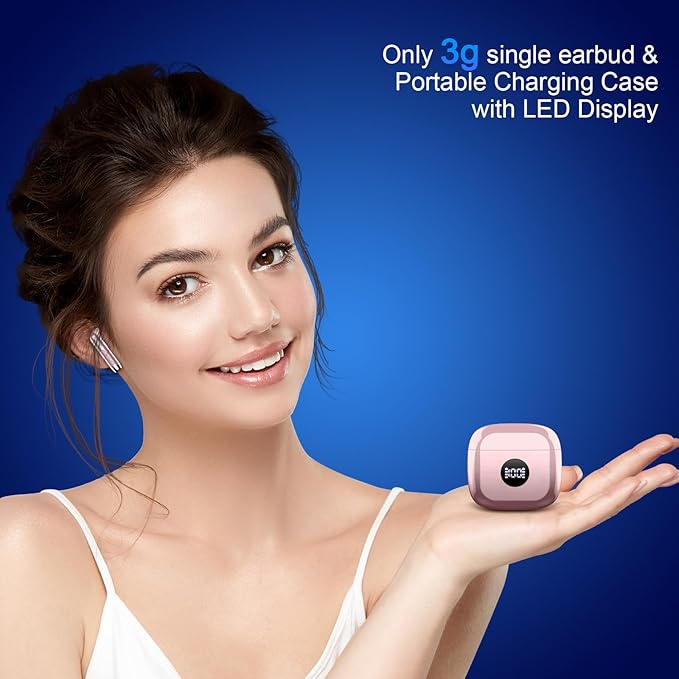 Wireless Earbuds, Bluetooth 5.4 Ear Buds LED Power Display Headphones Bass Stereo, Bluetooth Earbuds in-Ear Noise Cancelling Mic, 40H Playback Mini Case IP7 Waterproof Sports Earphones for Android iOS