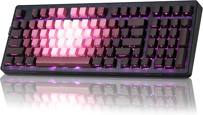 ZORNHER ZH980 Mechanical Keyboard Wireless,95% Pink Creamy Keyboard with Number Pad,Lighted Up PBT Keycaps,Gaming Keyboard with Number Pad,Creamy Sounding Linear Switches,Full Size