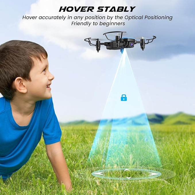SIMREX Mini Drone with 720P Camera for Kids & Beginners - Foldable RC Quadcopter, Optical Flow Positioning, Altitude Hold, 3D Flip, 2 Batteries 20Min Flight, Safe & Easy Indoor Outdoor Flying Toy Gift (NEW BLUE)