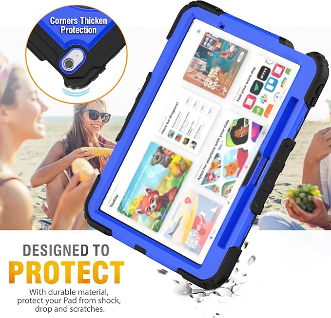 HXCASEAC Rugged Case for iPad Air 11 inch M4 M3 M2 (2026 2025 2024), Heavy Duty Protective Design with Pencil Holder, Screen Protector, Rotating Stand, Hand Strap, for iPad Air 11 Hard Case (Blue)