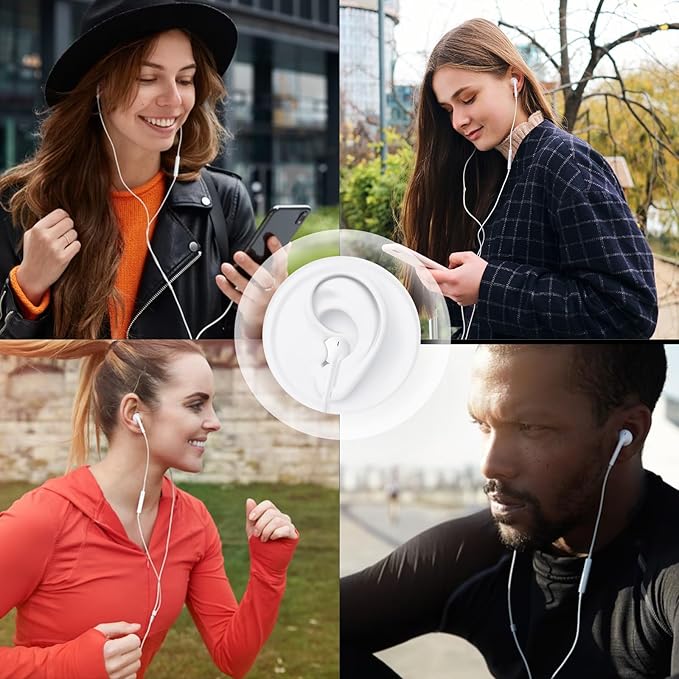Wired Earbuds 2 Pack, Earbuds HiFi Stereo Wired Earphones Headphones with Microphone Volume Control Compatible with iPad, Laptop, MP3, Android Smartphones, Fits All 3.5mm Jack Device