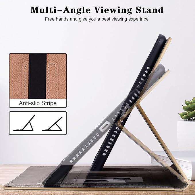 Case for iPad (A16) 11th Generation 11 Inch (2025), iPad 10th Generation 10.9 Inch (2022), Multi-Angle Viewing PU Leather Case with Elastic Band, Pencil Holder & Card Slots-Pink Butterfly