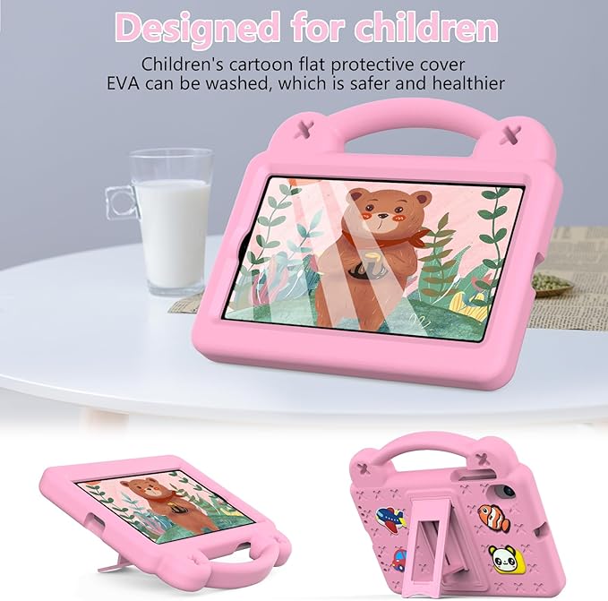 AKABEILA Compatible with ONN 10.1(4th Gen, 2024)/Teclast M50 HD 10.1/Teclast M50 Pro 10.1(2023)/Blackview Tab 80 10.1(2023) Tablet Case, Case with Shoulder Strap Handle & Pen Tray, Pink