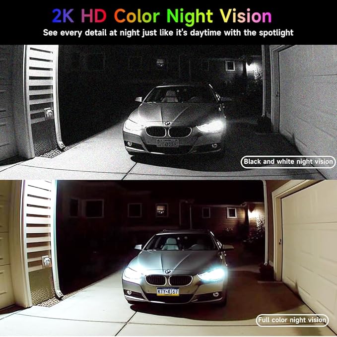 4Pack Security Cameras Wireless Outdoor 2.4G&5G WIFI, 2K Battery Powered Indoor Camera for Home Security with Spotlight & Siren Alarm, 2-Way Audio, Color Night Vision, AI Detection,Works w/Alexa