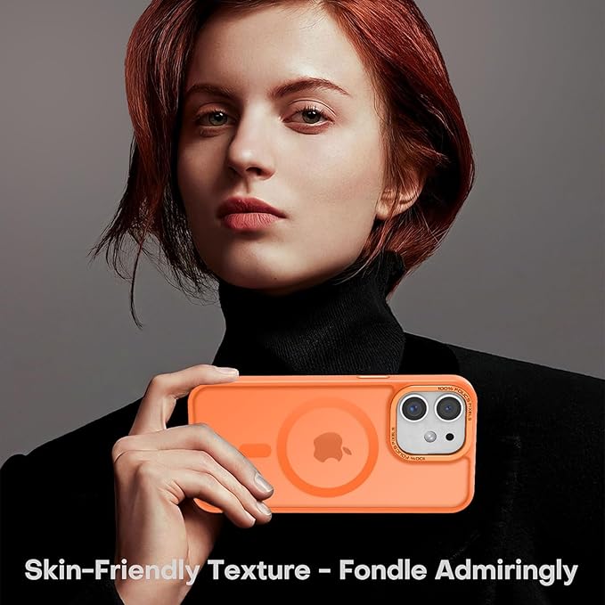 Newfuture Designed for iPhone 12 Case/iPhone 12 Pro Case with Magnetic [13 FT Military Drop Protection] [Compatible with Magsafe] Translucent Shockproof with Anti-Fingerprint Phone Case, Orange