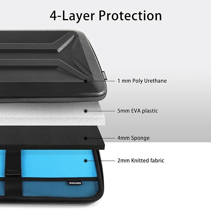 DOMISO 17-17.3 Inch Laptop Hard Case with Strap, Waterproof Shockproof Hard Shell Protective Laptop Sleeve with Handle for Dell XPS 17/Lenovo IdeaPad/Acer Aspire/HP Envy 17/LG gram 17, Black