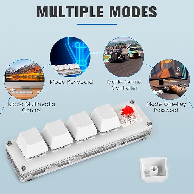 Ecarke 5 Keys Mini Macro Mechanical Keyboard Gaming Keypad Cherry Shaft OSU Keypad Hotswap with USB Data Cable & RGB LED Light for Windows Mac macros or Rhythm Games