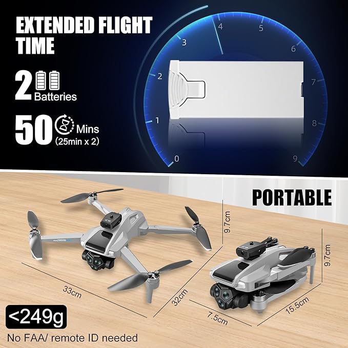 OBEST 5G GPS Drones with Camera for Adults 4K Professional, Drones with 4.5-Inch HD Screen Brushless Motor, Auto Return, Follow Me, One Key Start, Foldable RC Quadcopter for Beginners