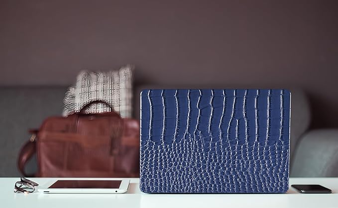 Compatible with Crocodile MacBook Air 13 inch Case 2021 2020 2019 2018 M1 A2337 A2179 A1932, Textured Elegant Luxury Aligator Skin Snakeskin PU Leather Hard Shell & Keyboard Cover, Blue