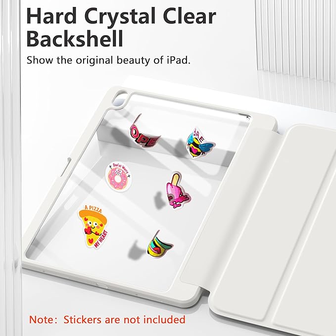 Wenlaty for iPad Air 13 Inch Case M4/M3/M2 (2026/2025/2024) with Pencil Holder, Slim Trifold Stand Protective Cover for iPad Air 13 Case with Clear Transparent Back, Auto Wake/Sleep -Gray