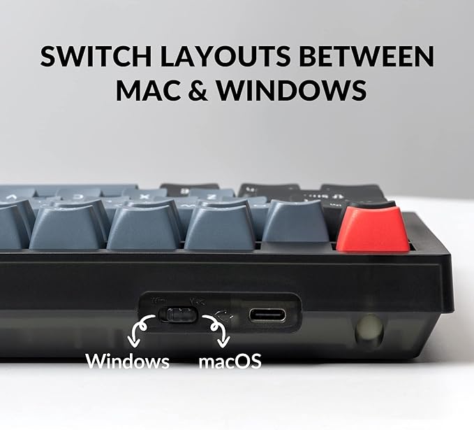 Keychron V6 Wired Custom Mechanical Keyboard, Full-Size QMK/VIA Programmable Macro with Hot-swappable Keychron K Pro Red Switch Compatible with Mac Windows Linux (Frosted Black-Translucent)