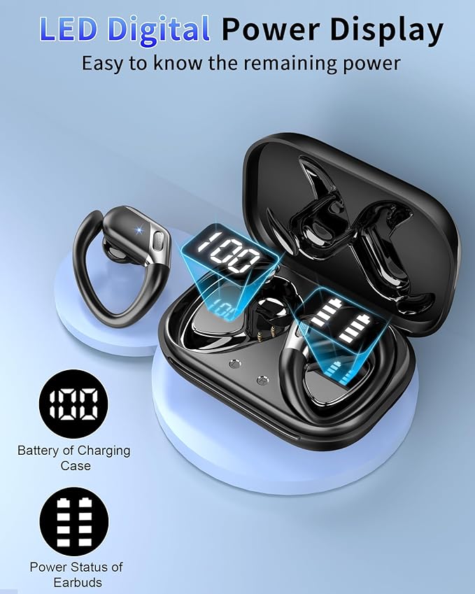 Ear buds Wireless Earbuds, Bluetooth 5.4 headphones Sport 2026 Noise Cancelling, Running Headphones 50 Hrs, Over Ear Earbuds with Ear Hooks, Bluetooth Earphones with Mic/IP7 Waterproof for Android/iOS