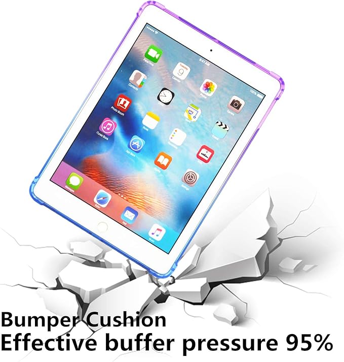 for Apple iPad 9th/8th/7th Generation Case 10.2 inch (2021/2020/2019),Slim Lightweight Translucent Clear Soft TPU Back Shockproof Cover Silicone Corner Protective Tablet Shell, Purple & Blue