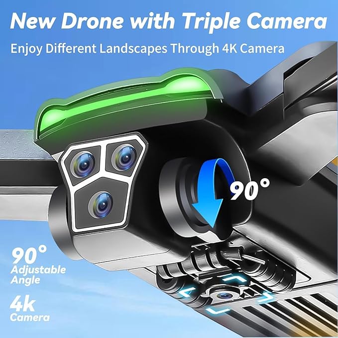 S166 Drone with Camera 4K for Adults, Professional GPS Drone with Auto Return, 4-Way Obstacle Avoidance, Follow Me, 60 Mins Flight Time (3 Batteries), Foldable RC Quadcopter with Case (Standard)
