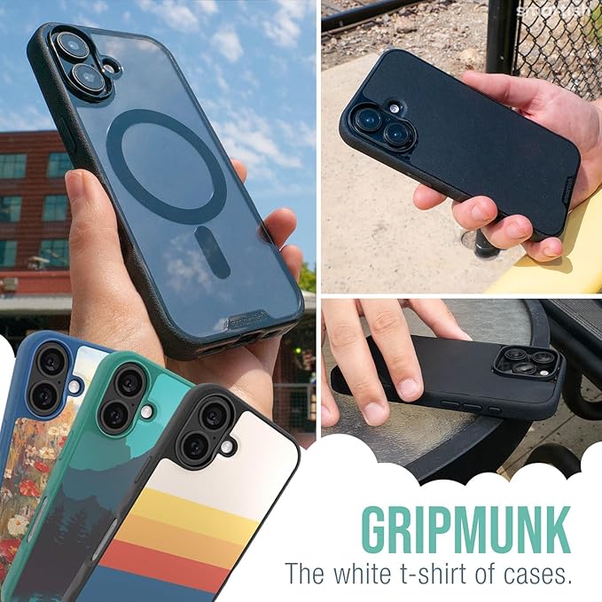 Smartish® iPhone 16 Magnetic Case - Gripmunk Compatible with MagSafe [Lightweight + Protective] Slim & Thin Grip Cover with Microfiber Lining for Apple iPhone 16 - Striped Up