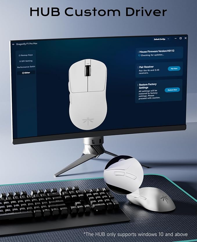 VGN Dragonfly F1 Pro Max Wireless Gaming Mouse, 130h Playtime Long Endurance, 55g Lightweight, PAW3395 26K DPI Flagship Sensor, 4000Hz Polling Rate Supported, Low Latency Esports Peripherals, White