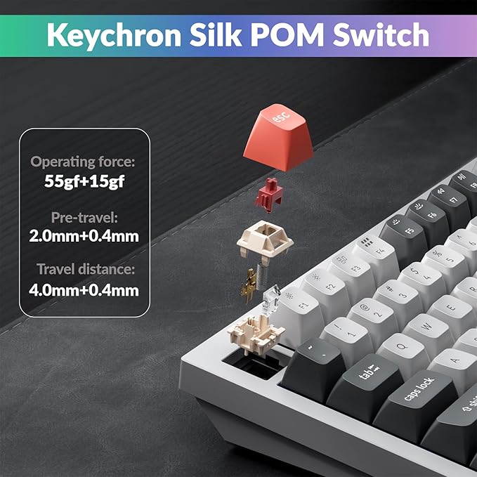 Keychron Q1 Ultra 8K 75% Wireless Mechanical Keyboard, Aluminum Hot-Swappable RGB, Red Switch, 82 Keys, 600h Battery Life, 2.4GHz/Bluetooth/Wired, ZMK Programmable, Mac Windows Linux – White