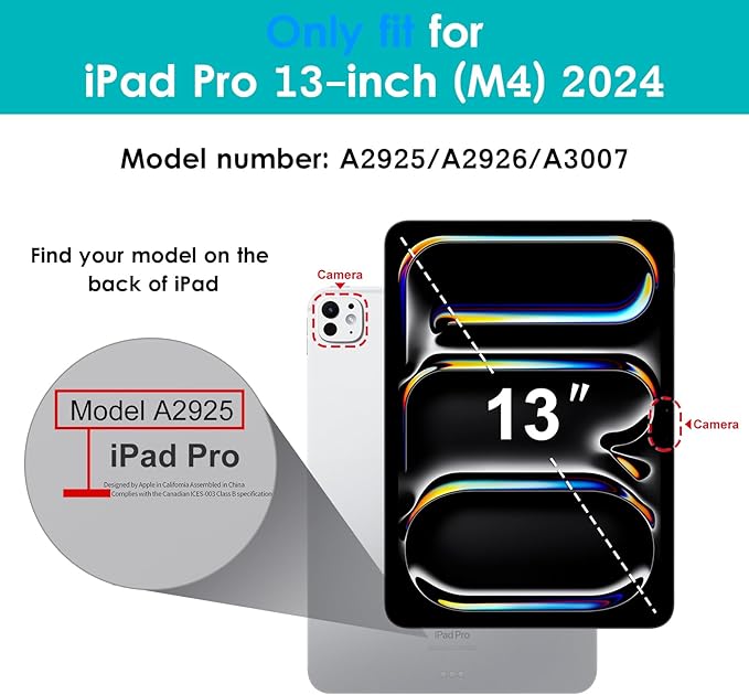 VIKESI Case for iPad iPad Pro 13-inch M5 or M4 Released in 2025 or 2024,Multiple Angles Magnetic Stand Cover,Shockproof Soft Back,Pencil Holder,and Auto Sleep/Wake, Blue