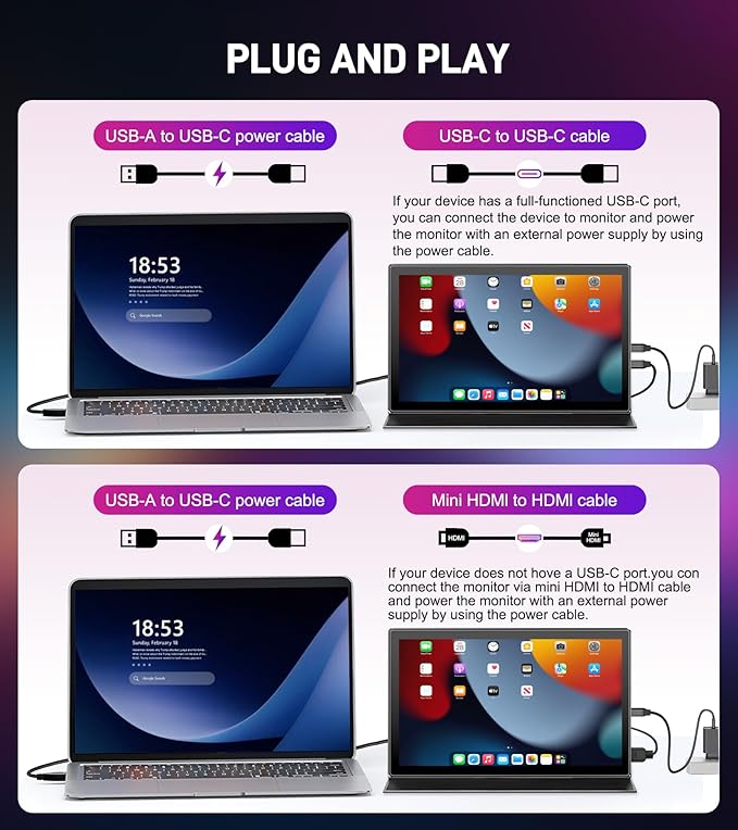 10.1 inch Portable Touchscreen Monitor, Screen Extender 1920x1200 IPS Travel Small Monitor with Cover, USB-C HDMI Computer Touch Screen Display for Laptop Windows PC Mac PS4 Xbox