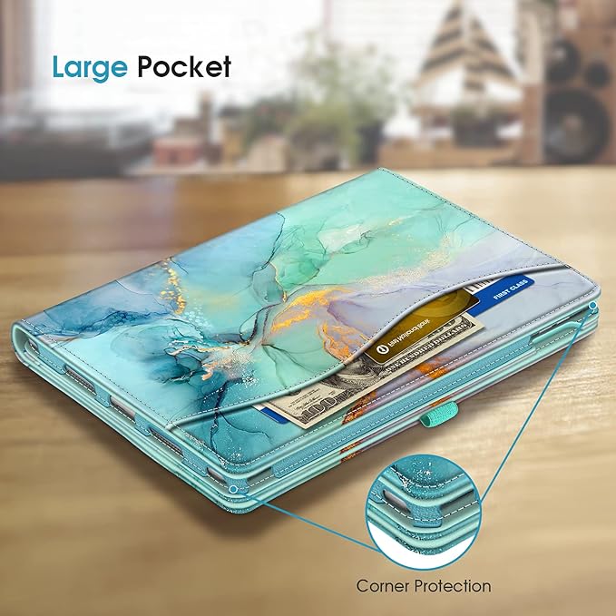 Fintie Case for iPad Air (3rd Gen) 10.5" 2019 / iPad Pro 10.5" 2017 - [Corner Protection] 360 Degree Rotating Smart Protective Stand Cover w/Pencil Holder, Auto Sleep/Wake, Emerald Marble