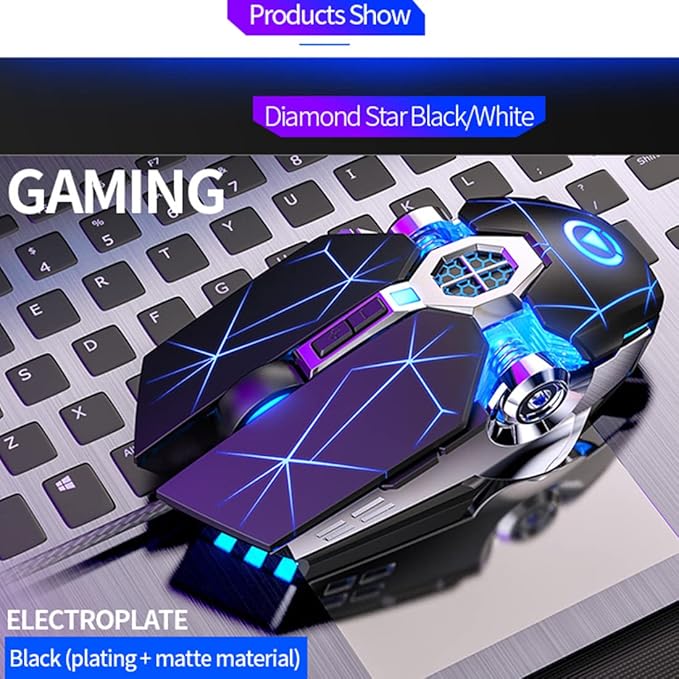 Gaming Mouse Wired Game Mice USB Silent Optical Mouse 3200DPI RGB Colorful Gradient Backlit 7 Buttons for Desktop Laptop Computer Gamer PC Windows Mac