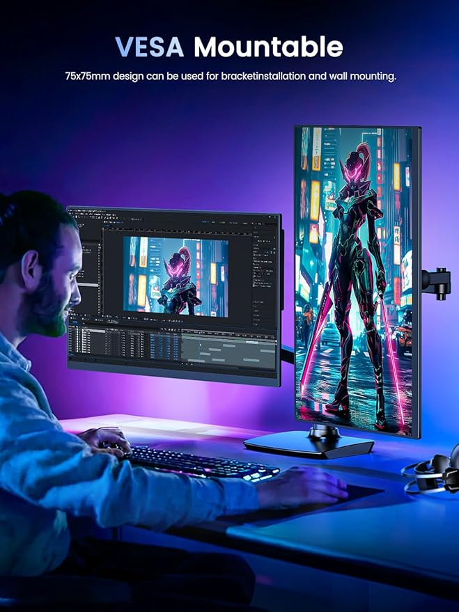 UPERFECT Portable Monitor 4K 120HZ QLED 17.3" | 0.1ms Gaming Monitor, 500 Nits | 3840 * 2160 UHD |100% DCI-P3 | USB-C & HDMI | VESA & Stand | Travel Screen for Laptop, Computer, Game Consoles