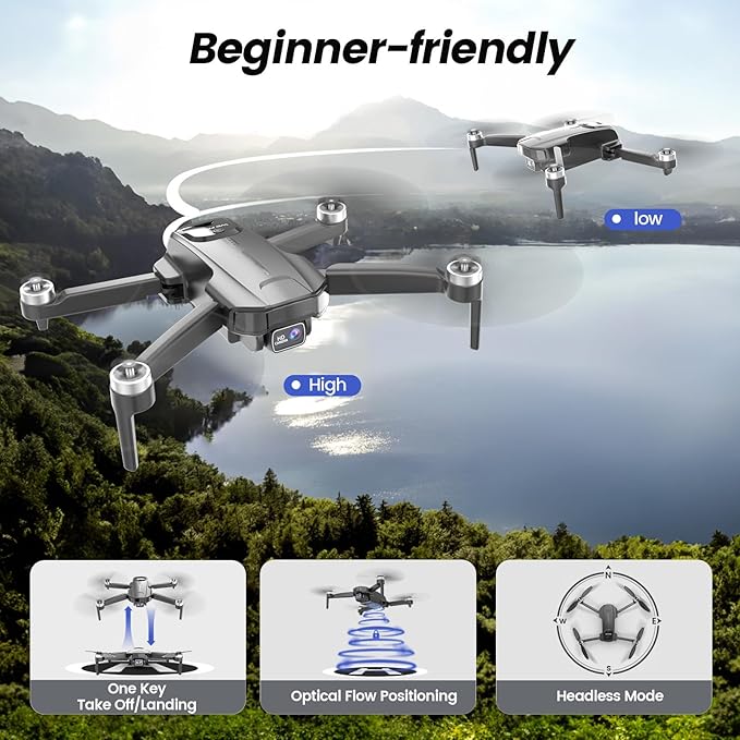WeFone Drones with Camera for Adults 4k, WF31 GPS RC Drone FPV Foldable Quadcopter for Beginner with Brushless Motor, 5G Wi-Fi Transmission, Auto Return, Follow Me, Waypoints, 50 Min Flight Time