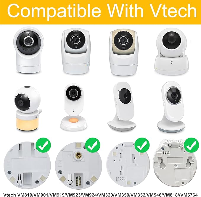 Flexible Baby Monitor Mount Compatible with Vtech VM819/VM901/VM919/VM924/VM320/VM350/VM352/VM546/VM818/VM923/VM5764,Baby Monitor Clip Mount Without Tools or Wall Damage