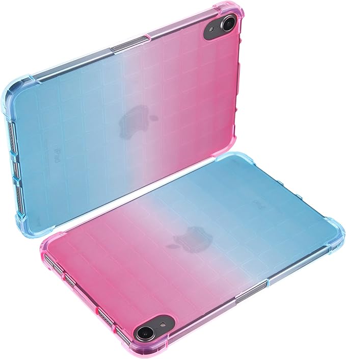 for iPad (A16) 11th Generation 11" 2025 & iPad 10th Generation Case 10.9 inch 2022, Lightweight Thin Translucent Soft TPU Back Shockproof Matte Clear Silicone Gradient Shell, Pink & Green