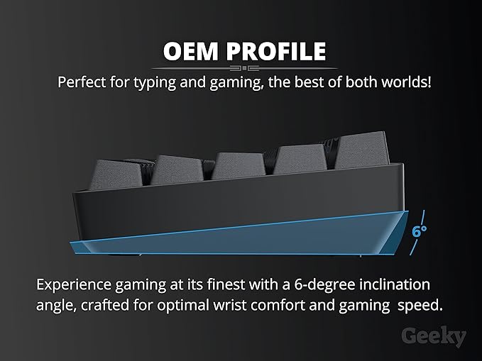 Geeky GK65 65% | Hot Swappable Mechanical Gaming Keyboard | 68 Keys Multi Color RGB LED Backlit for PC/Mac Gamer | ANSI US American Layout (Black, Mechanical Speed Yellow)