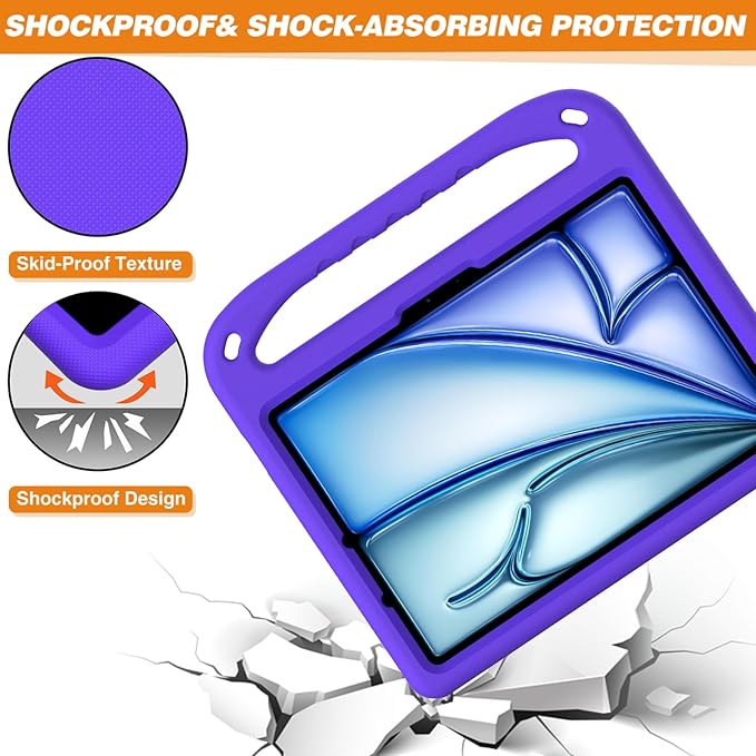 Dteck Case for iPad Air 5th/4th Generation(2022/2020), iPad Pro 11 Case 2022/2021/2020/2018, Shockproof Protective Handle Stand Pencil Holder Kids Case for iPad Air 5/4 10.9" & iPad Pro 11",Purple