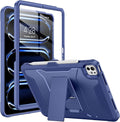 Soke Case for iPad Pro 11 Inch (M5) 2025/ (M4) 2024, with Built-in Screen Protector & Kickstand, Rugged Full Body Heavy Duty Protective Cover with Pencil Holder - Navy