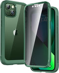 Diaclara Designed for iPhone 13 Case, Full Body Rugged with Built-in Touch Sensitive Anti-Scratch Privacy Screen Protector, Soft TPU Bumper Case for iPhone 13 6.1" (Green)