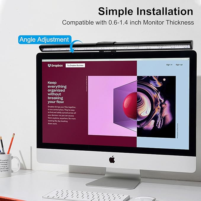 Computer Monitor Lamp, Screen Light Bar Eye Caring, Keyboard Lamp with Clamp/Adjustable Brightness and 3 Color Temperature/No Screen Glare/Space Saving/USB Powered/for Home&Office-40cm