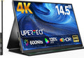 UPERFECT 4K Portable Monitor, 14.5" UHD 3840x2400 Laptop Display with Smart Cover, 16:10 Matte IPS Screen, 125% sRGB, 1.06 Billion Colors, 600 Nits Brightness, Metal Frame for PC/Mac/Phone