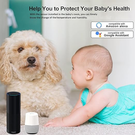 WiFi Thermometer Hygrometer Sensor, Wireless Temperature and Humidity Sensor for Indoor and Outdoor Use with Remote App Notification Alarm, Works with The Tuya App (1 Pack)