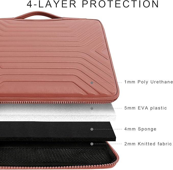 DOMISO 13.3 Inch Shockproof Waterproof Laptop Sleeve with Handle Lightweight Soft EVA Tablet Case Compatible for 13-13.3 Inch Laptops/Tablets/Dell Inspiron 13 XPS 13 / Acer/HP, Pink